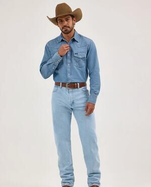 Wrangler Cowboy Cut Original Jeans 42Wx30L Denim Light Wash Rodeo Western Mens
